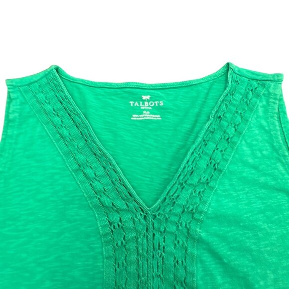 Talbots Tank Top XL Petite Green V Neck Sleeveless Cotton - Picture 8 of 10